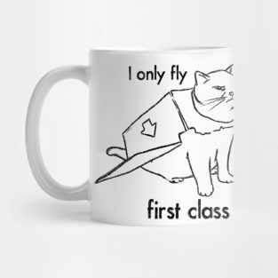 Funny Cat Drawing, First Class Kitty, Cat in Box Mug